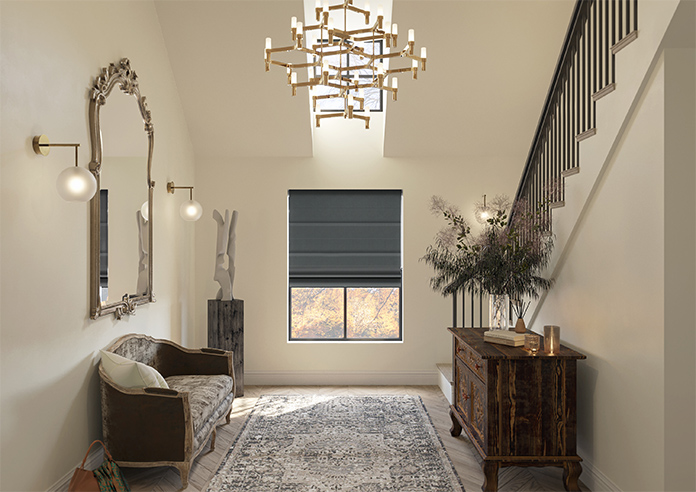 Melrose (Blackout), Lead Grey - Motorised Roman Blind - Image 8